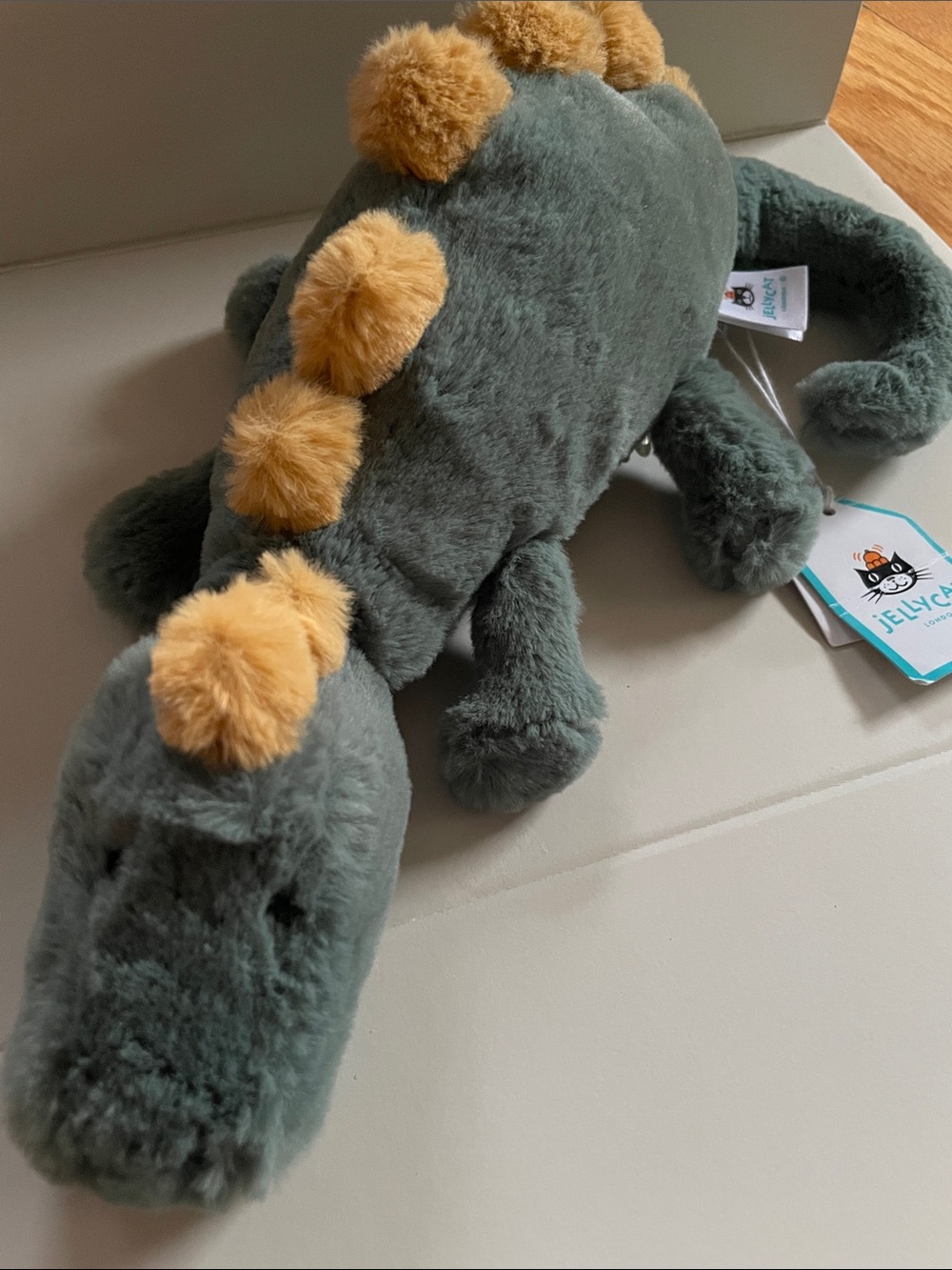 New with tags Jellycat Teal Little Douglas Dino Stegosaurus dinosaur Plush - Picture 2 of 6